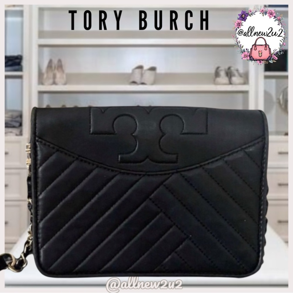 Tory Burch Savannah Quilted Black Satchel with Shoulder Strap